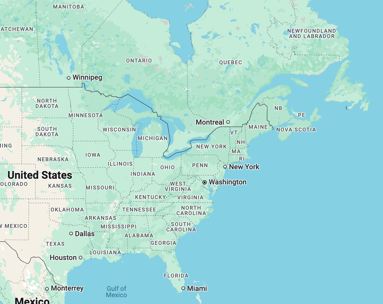 Est de l'Amérique du Nord
